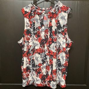 The Limited Red and Black Floral Blouse